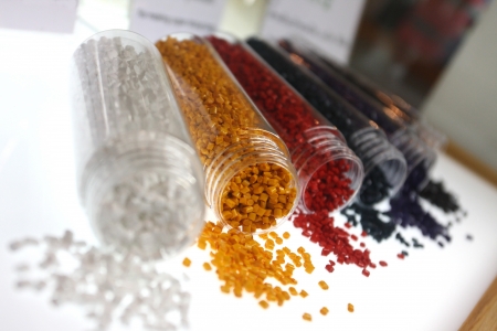 Colorful polymers on a white backgroundの写真素材