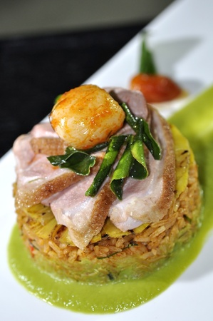 fried rice with duckの写真素材