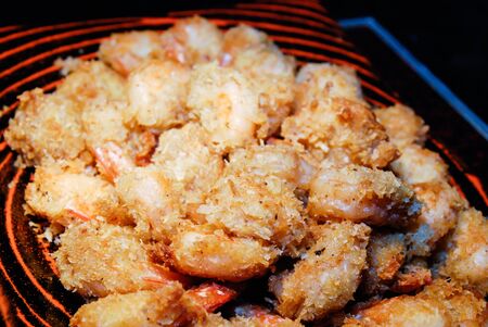 Crispy fried shrimps on the plateの写真素材