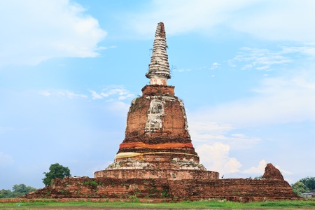 An ancient pagoda, Temple in Ayutthaya, Thailandの写真素材