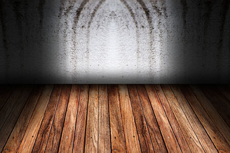 Cement wall and Wood floor の写真素材