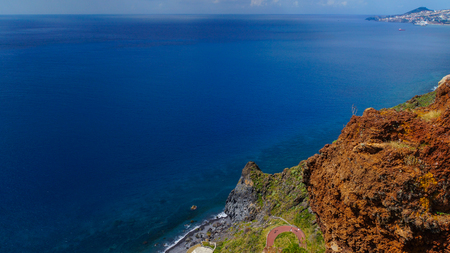 Madeira - Garajau - Christo Rei view to the endless blue oceanの写真素材
