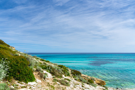 Mallorca, Endless blue horizon of nature sea landscape in holiday hike regionの写真素材