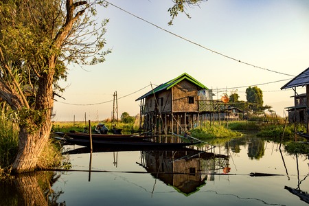 an old village with old housesの写真素材