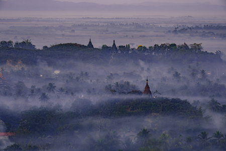 A temple surrounded by nature to pray to buddha from sunrise to sunsetの写真素材