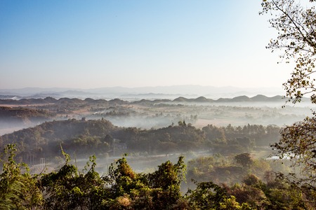 A temple surrounded by nature to pray to buddha from sunrise to sunsetの写真素材