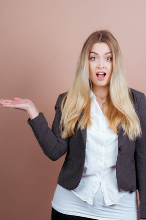 she is a successful business girl in a office and cheerful for the futureの写真素材