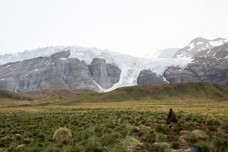 an Antarctica landscape with ice bergs and the ocean icelandの写真素材