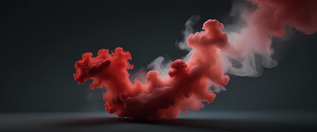 3d rendering of a red smoke cloud on a dark background.