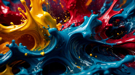 Colorful paint splashes isolated on white background. Abstract background.の写真素材