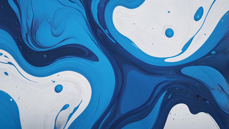 Marbled blue and white abstract background. Liquid marble ink pattern.