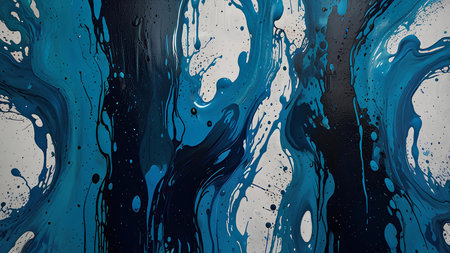Blue and white liquid texture. Fluid art. Abstract pattern.