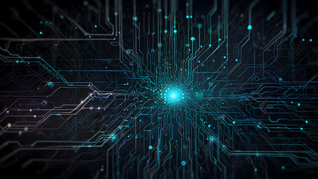 Circuit board background image with hi-tech connection concept. 3D Rendering