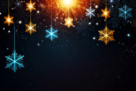 Christmas background with snowflakes and golden stars. Vector illustration. Generative AIの写真素材