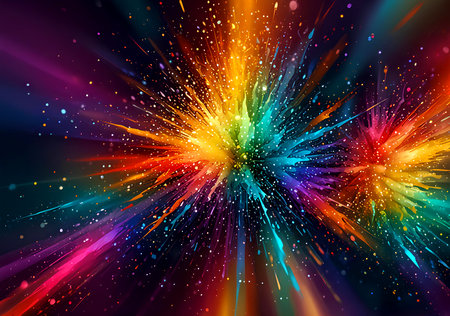 Abstract background with colorful rays and bokeh. Vector illustration. Generative AIの写真素材