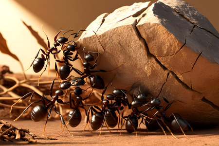 Group of Ants on a rock in the desert.の写真素材