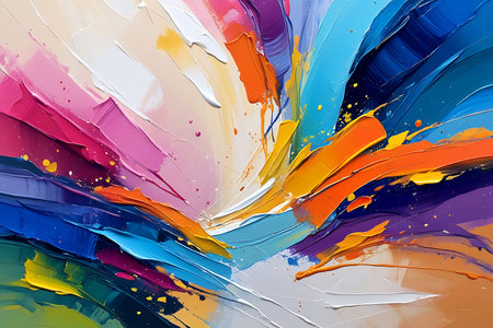 abstract colorful oil painting on canvas, creative background, close up.の写真素材
