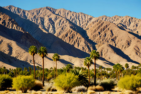 Palm trees in the Mojave Desert.の写真素材
