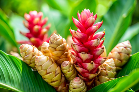 Close up of Ginger flower, Thailand. (Curcuma alismatifolia). Generative AIの写真素材