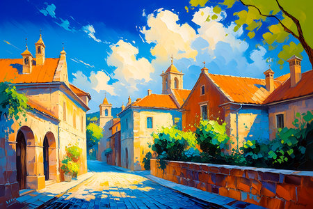 Cityscape of the old town of Vilnius, Lithuaniaの写真素材