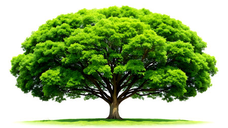Big green tree isolated on white background, clipping path included. 3d illustration.の写真素材
