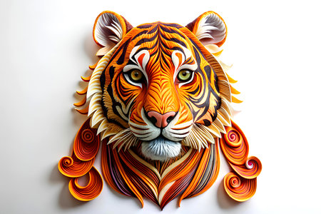 Tiger head on white background. Symbol of the new year 2025. Generative AI