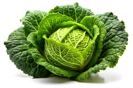Fresh savoy cabbage isolated on white background. Clipping path.