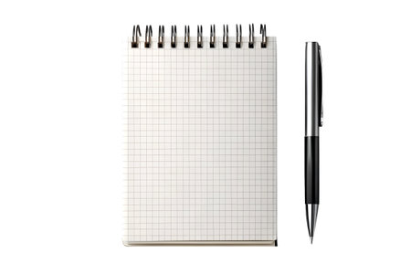 Notebook and pen isolated on white background. 3d rendering.の写真素材