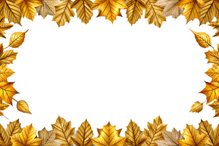 Elegant Golden Leaf Border on Transparent Background.の写真素材