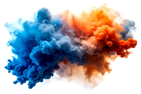 Vibrant Swirl of Isolated Smoke on White Background.の写真素材