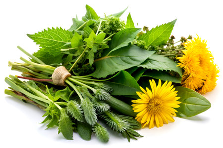 Assorted Medicinal Herbs and Spices on Clean White Background.の写真素材