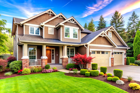 Stunning Curb Appeal with Elegant Exterior Design for Large Homes.の写真素材