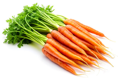 Vibrant Bunch of Baby Carrots Isolated on White. Fresh, Crunchy & Nutrient-Packed.の写真素材