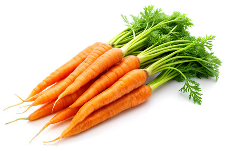 Fresh Baby Carrots Isolated on White. Crisp and Vibrant Healthy Snack.の写真素材