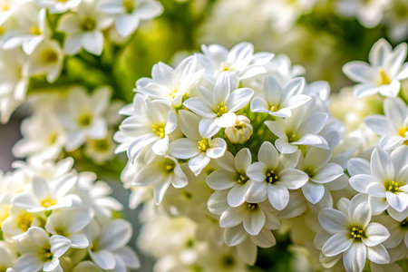 Soft Glow of White Chrysanthemums. Elegant Close-Up in Spring Light.の写真素材