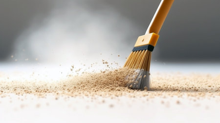 A detailed close-up of fine broom bristles for cleaning.の素材