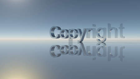 Copyright word with trees and mirror on the groundの写真素材