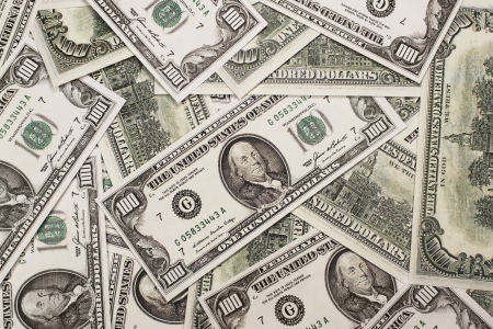 One hundred dollars banknotes background