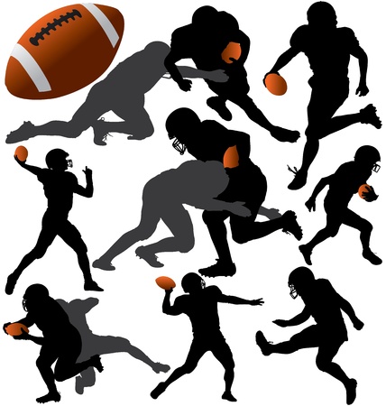 American Football Vector Silhouettes. Layered. Fully Editable. のイラスト素材
