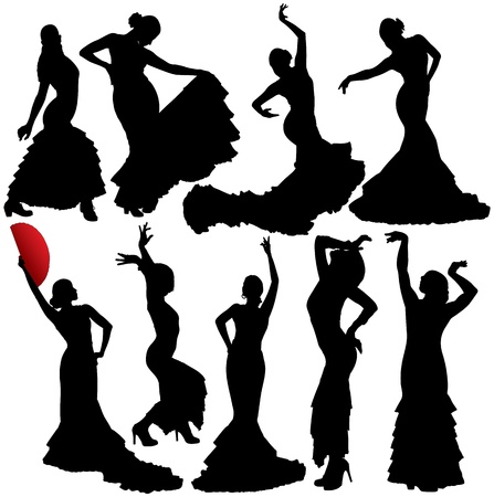 Flamenco silhouettes. Layered. Fully editable.のイラスト素材