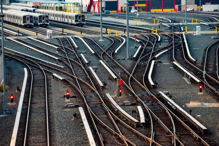4K Footage: Subway Station and Railroad Track with Passing Trainの写真素材