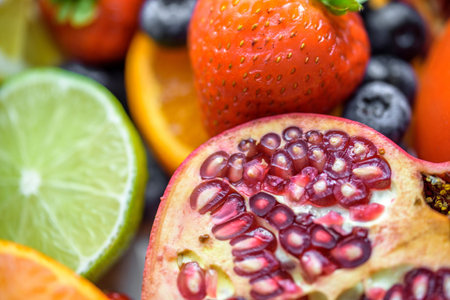 Fruits and berries close-up. Healthy eating and dieting concept.の写真素材