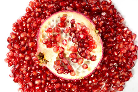Pomegranate fruit isolated on a white background. Close up.の写真素材