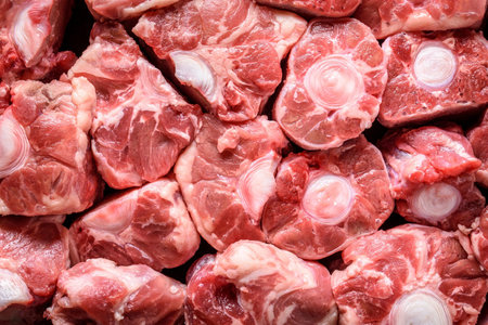 Raw pork meat texture for background. Raw pork meat for cooking.の写真素材
