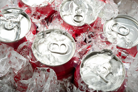 Crumpled and crumpled aluminum cans of soda or beer