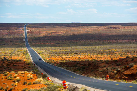 Road in the desert of Arizona, United States of America, USAの写真素材