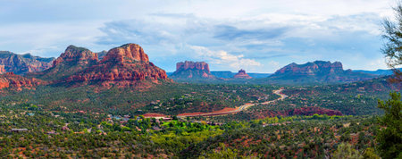 Panoramic view of Sedona in Arizona, United States.の写真素材