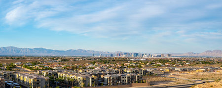 Panoramic view of a residential area in the city of Las Vegas, Nevadaの写真素材