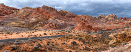 Panoramic view of the Valley of Fire State Park in Nevadaの写真素材