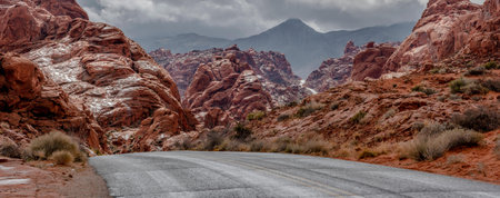 Panoramic view of the Valley of Fire State Park in Nevadaの写真素材